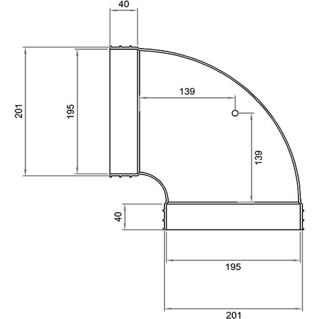 Wavin Ventiza Böj 90 grader PVC oval 195x80 mm horisontell M/M