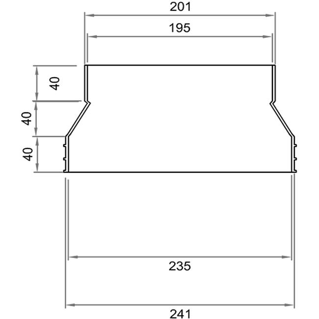 Wavin Ventiza Övergång PVC oval 235x80 mm till 195x80 mm M/M