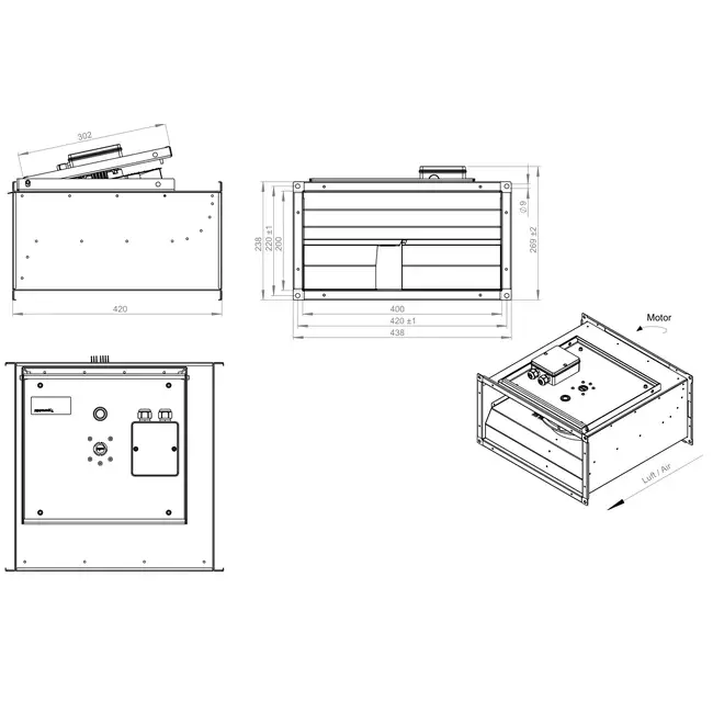 Energieffektiv centrifugalfläkt för ventilationskanaler - KVR 4020 EC 32