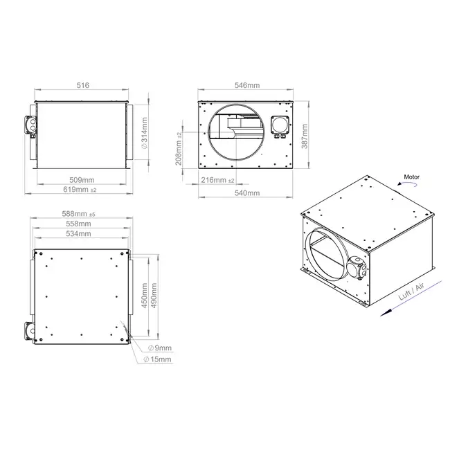 Rörfläkt 315 mm isolerad - ISORX 315 EC K 01