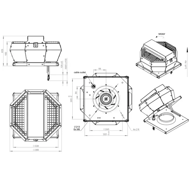 Takfläkt vertikal konstant tryckreglering - DVA 220 EC O CRK 02