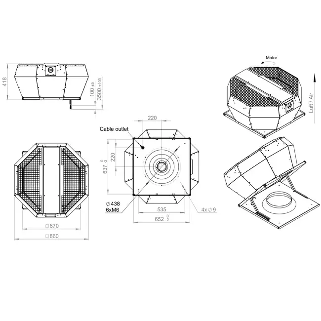 Takfläkt vertikal konstant tryckreglering - DVA 450 EC O CRK 02