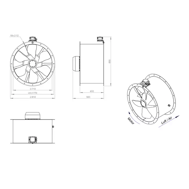 Kanalfläkt axial 710 mm - AL 710 D4 03 CFG
