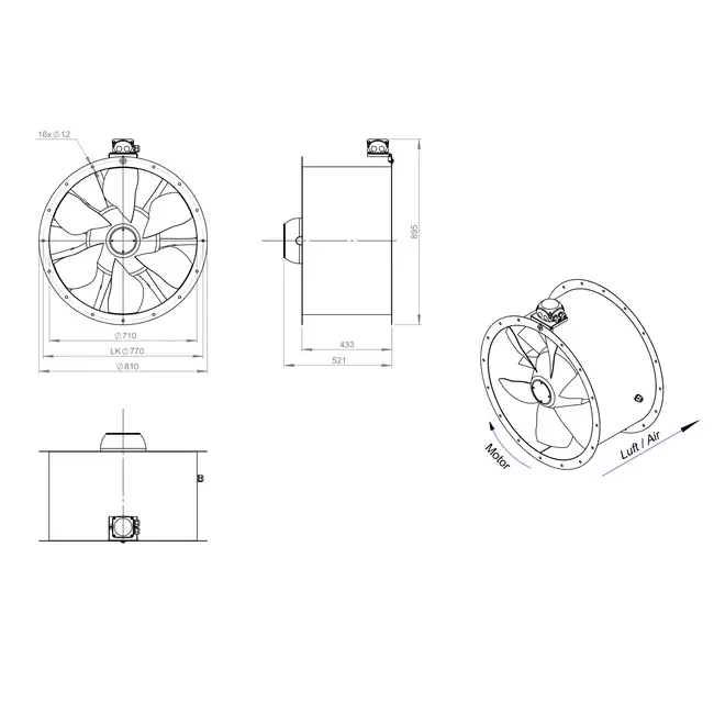 Kanalfläkt axial 710 mm - AL 710 D6 01 CFG