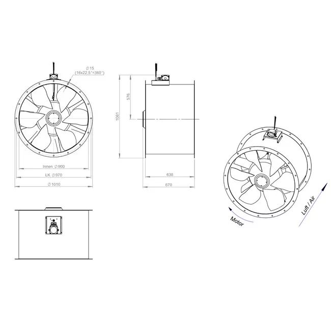 Kanalfläkt axial 900 mm - AL 900 D4 02 CFG