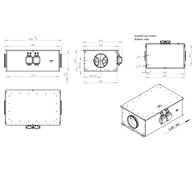 Rörfläkt 200 mm isolerad energieffektiv - EM DUO 200 EC K 01