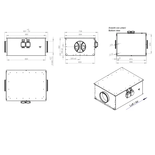 Rörfläkt 250 mm isolerad energieffektiv - EM DUO 250 EC K 02