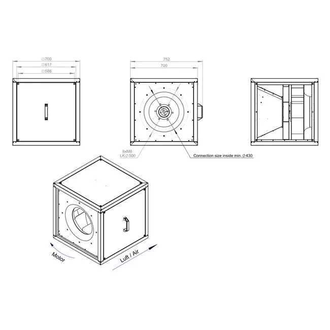 Boxfläktmotor luftflöde utomhus - MPC T 500 D4 K01