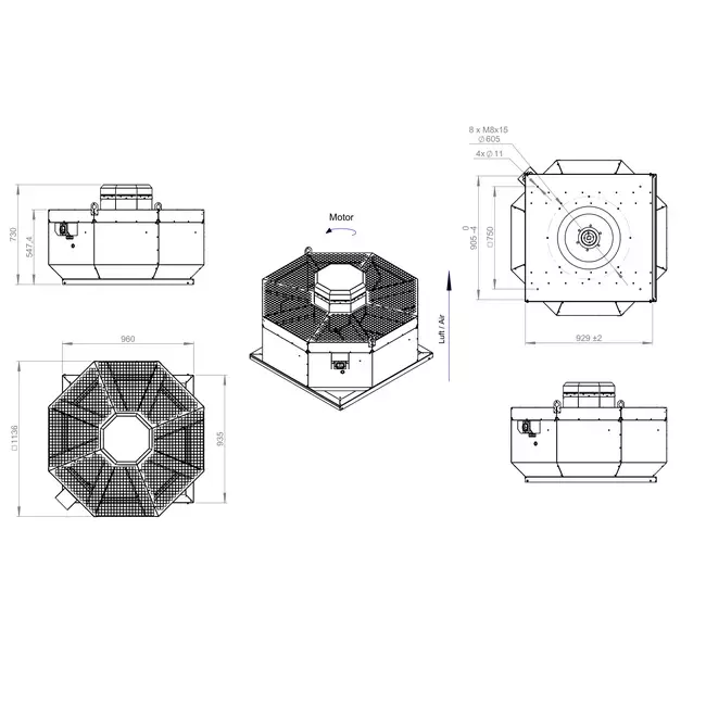 Takfläkt vertikal metall - DVL 560 D4 RK 02