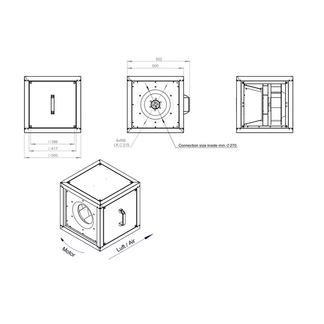 Boxfläktmotor externt luftflöde - MPC T 315 D2 I K 01