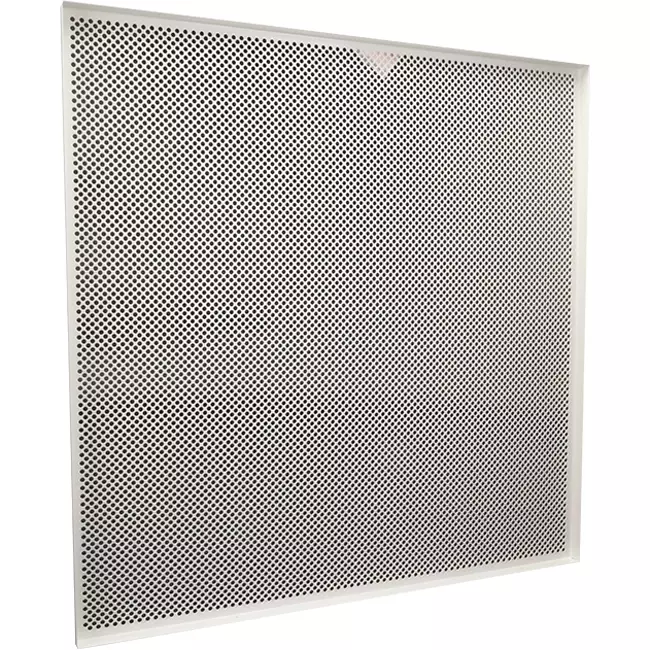 Perforerad takplatta 600 x 600 mm för infällning i systemtak - RAL9010