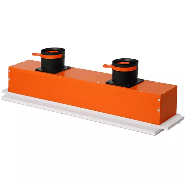 Ergovent ramlös slitsdiffusor 600 mm med anslutningsdiameter 75 mm - profil (vertikal)