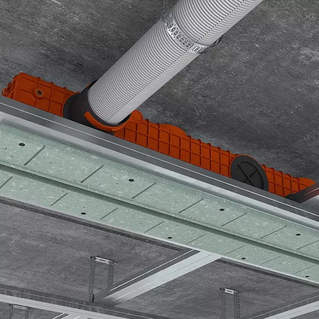 Ergovent putsbar ramlös linjär ventilationsgaller 1000 mm med anslutningsdiameter 75 mm – profil