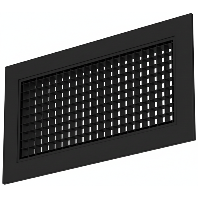 Vägggaller av aluminium med fast galler - med friktionsfjädrar - 500x200 mm - RAL 9005