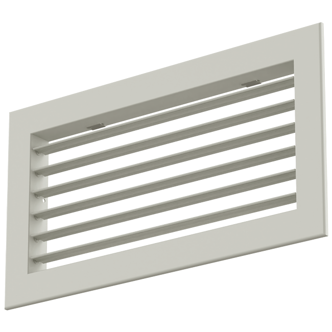 Enkelt justerbart vägggaller i aluminium med dämpare - med friktionsfjädrar - 500x100 mm - RAL 9010