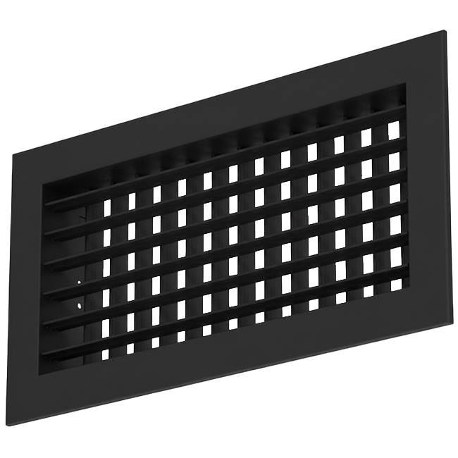 Dubbelt justerbart vägggaller i aluminium med styrdämpare - med friktionsfjädrar - 400x100 mm - RAL 9005