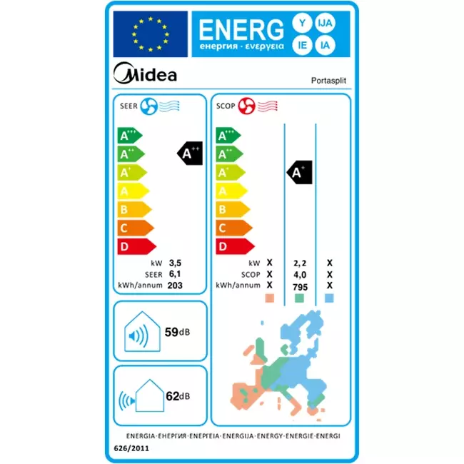 Midea Portasplit mobil split luftkonditionering 3,5 kW