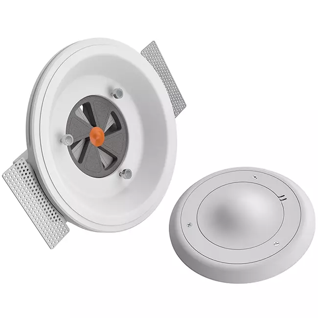 Ergovent, infällbar ramlös ventilationsventil, rund, 125 mm – med Coanda-effekt