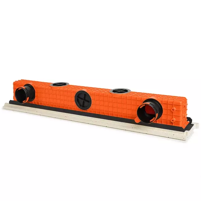 Ergovent infällbart ramlöst linjegaller 1050 mm med anslutningsdiameter 90 mm – modulärt – 2 slitsar