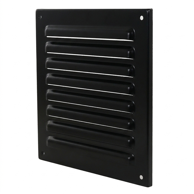 Utvändigt galler fyrkant 200x200 mm aluminium - RAL9005 30% glans