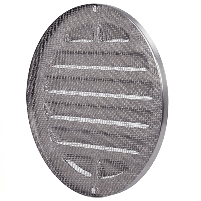 Utvändigt galler runt 125 mm RVS304
