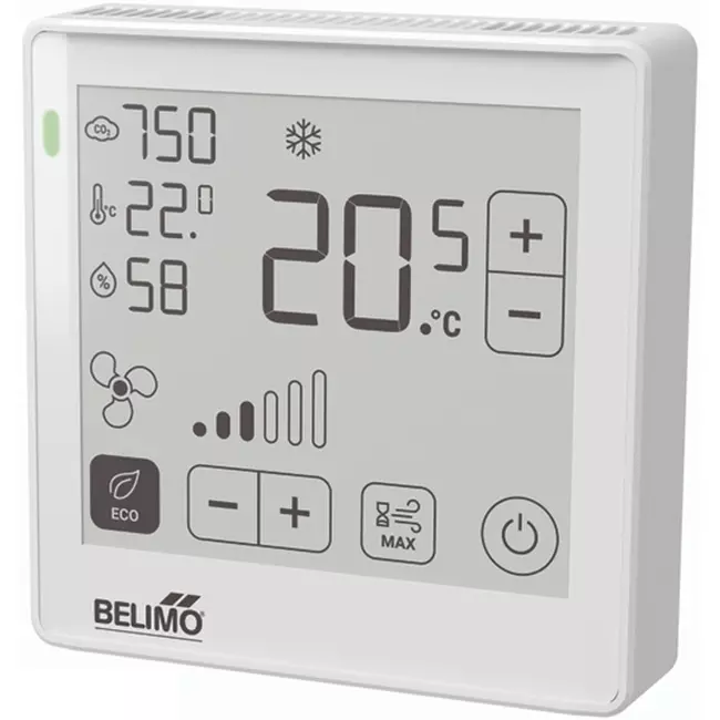 Belimo rumsregleringsmodul för CO₂, luftfuktighet och temperatur - ePaper pekskärm - MP-Bus - P-22RTM-1800D-1