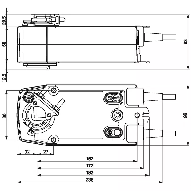 Belimo vridventilställdon med fjäderåtergång 24V - öppna/stäng - 10 Nm - NF24A-S2