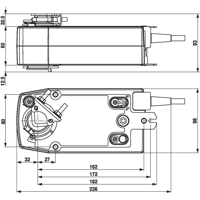 Belimo vridventilställdon med fjäderåtergång 24V - öppna/stäng - 20 Nm - SF24A