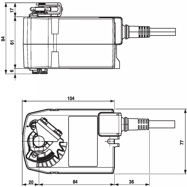 Belimo vridventilställdon med fjäderåtergång 24V - öppna/stäng - 2,5 Nm - TF24