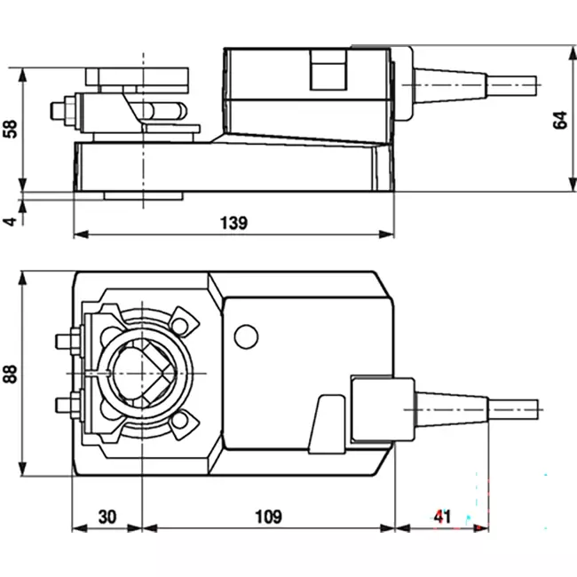 Belimo ställdon för modulerande ventil 24V - 2-10V - 20 Nm - SM24A-SR