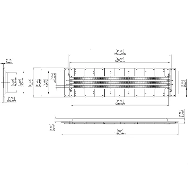 Ergovent-mellanstycke för modulära insättningsbara linjegaller 1050 mm – 3 slitsar