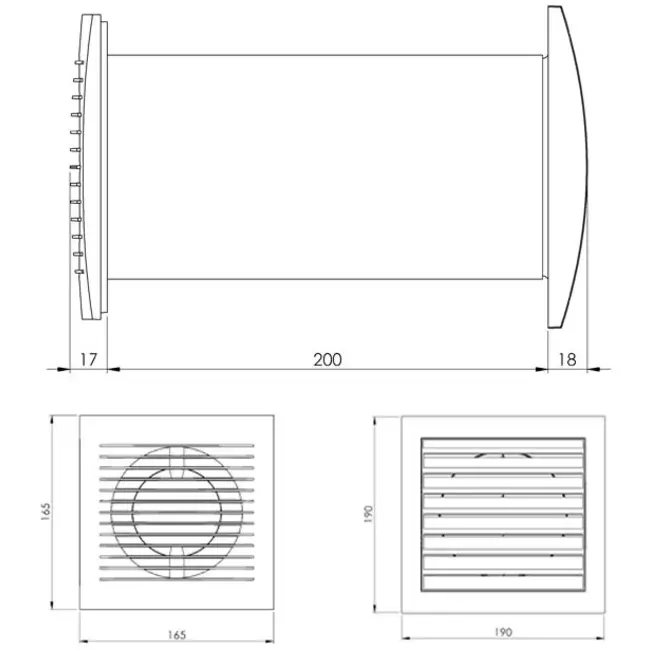 Fläkt 128 mm vit med termostat - SPKT125