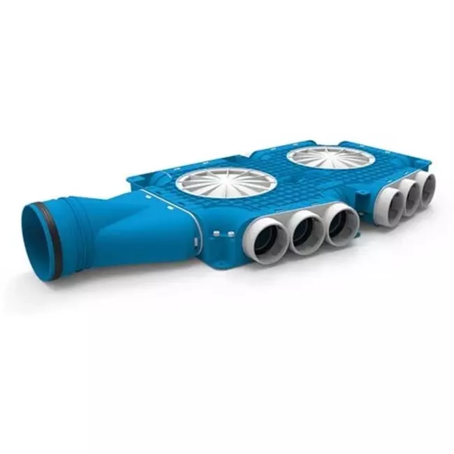 Vent-Axia Uniflexplus kompositfördelare 15 x Ø 69 mm med horisontell tapp Ø 125 mm