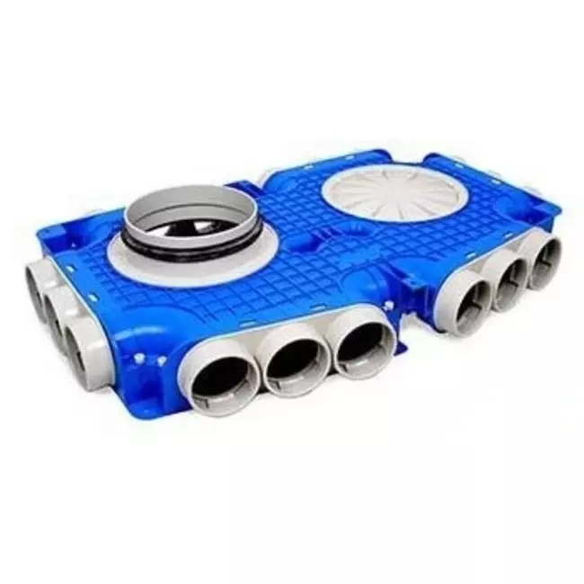Vent-Axia Uniflexplus kompositfördelare 18 x Ø 69 mm sidoanslutning med tapp Ø 180 mm