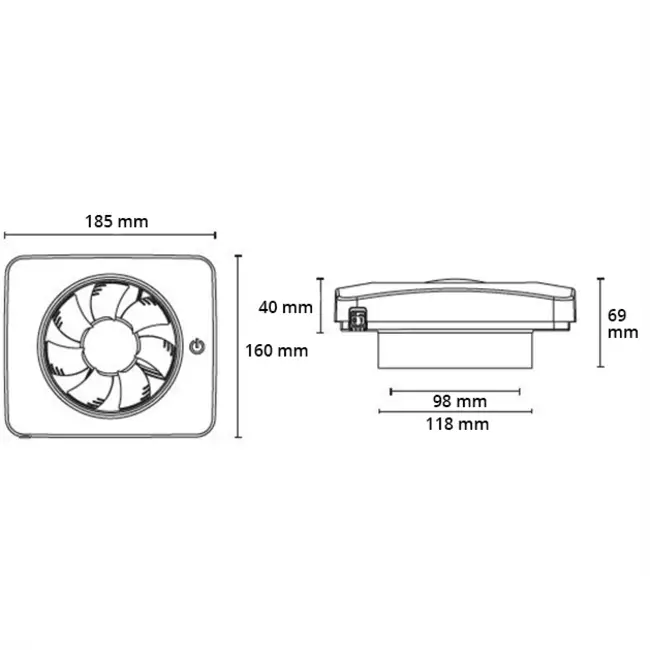 Badrumsfläkt Svensa PureAir med luktsensor 100-125 mm