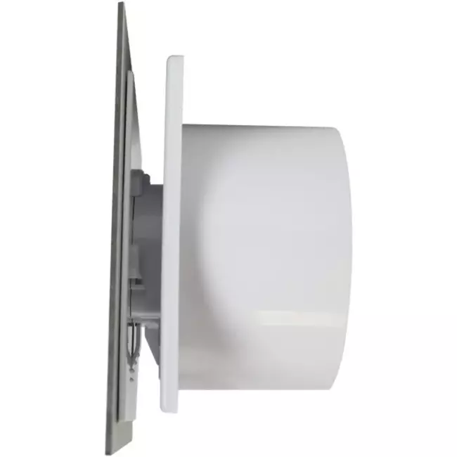 Air Roxy badrumsfläkt med anslutningsdiameter 125 mm med försenad start och timer – front av guldfärgad aluminium