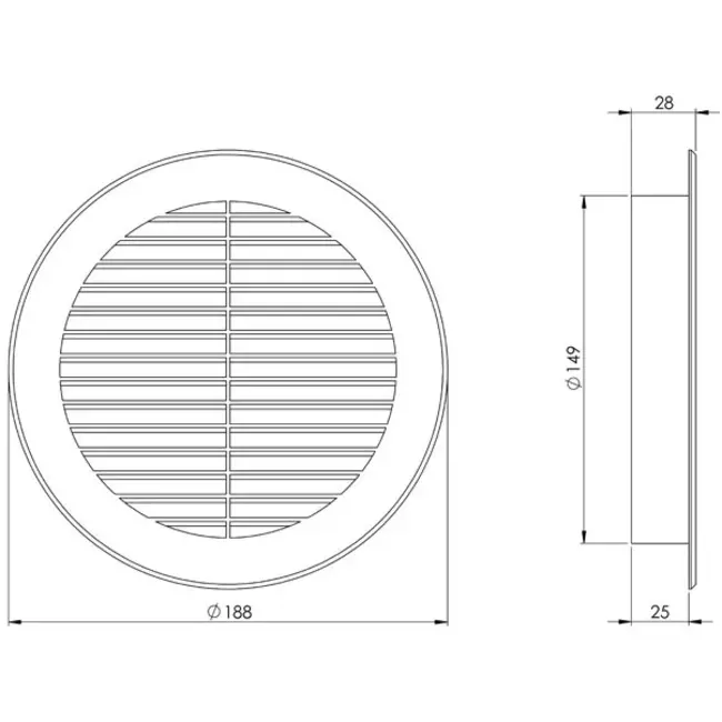 Lamellgaller diameter: 150 mm, vit  - VR150