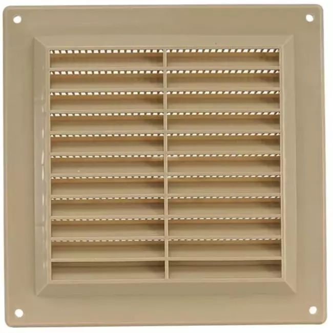Fyrkantigt ventilationsgaller med galler 150x150 mm, beige - VR1515Y