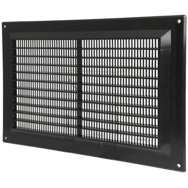 Rektangulärt ventilationsgaller med galler 250x170 , svart - VR2517M
