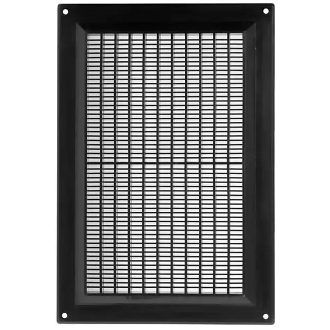 Rektangulärt ventilationsgaller med galler 250x170 , svart - VR2517M
