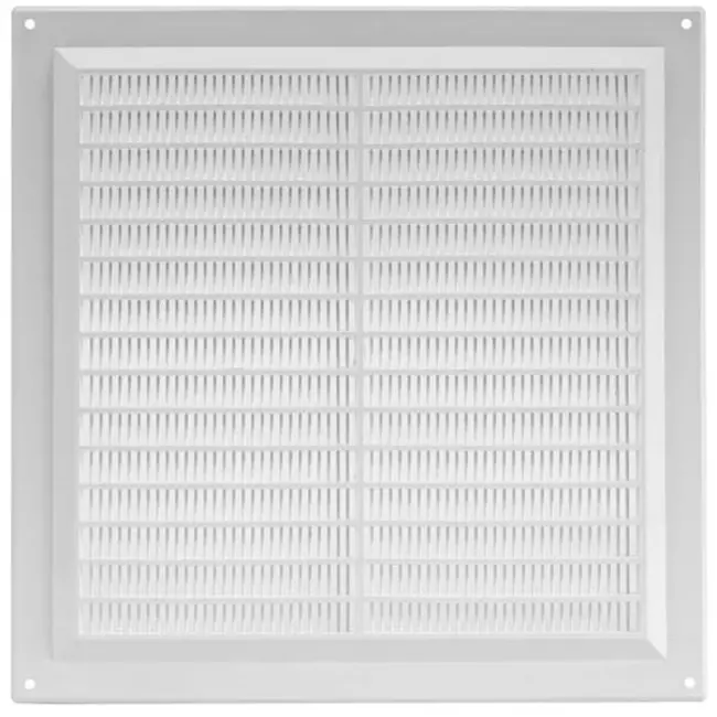 Fyrkantigt ventilationsgaller med grill 250x250, vit  - VR2525