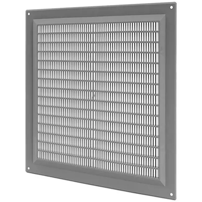 Fyrkantigt ventilationsgaller med grill 250x250, grått