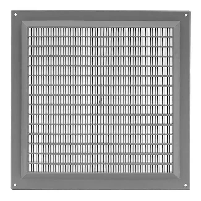Fyrkantigt ventilationsgaller med grill 250x250, grått