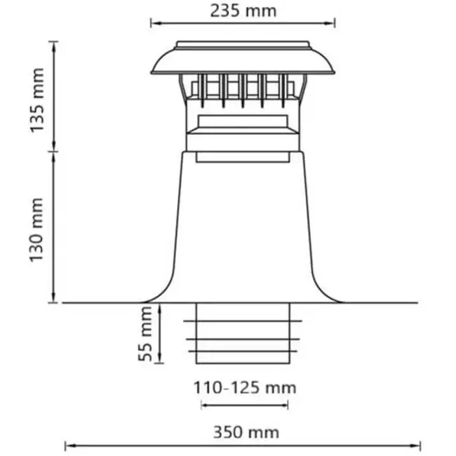 Plattak ventilation, dubbelväggig med plastlock Ø 110-125 mm