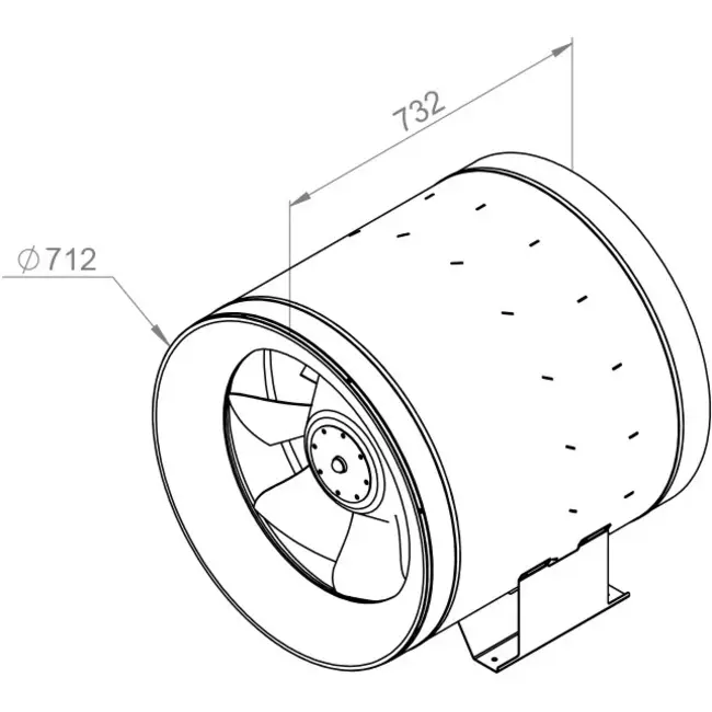 Ruck rörfläkt Etaline D med justerbar frekvens 23140m³/h diameter 710 mm - EL 710 D4 02