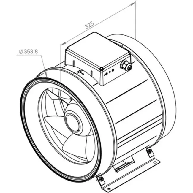 Ruck ETAMASTER rörfläkt med EC motor 4790m³/h - Ø 355 mm + manövrering potentiometer 10 kO