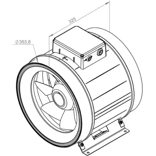 Ruck ETAMASTER rörfläkt med EC motor 3320m³/h - Ø 355 mm + manövrering potentiometer 10 kO