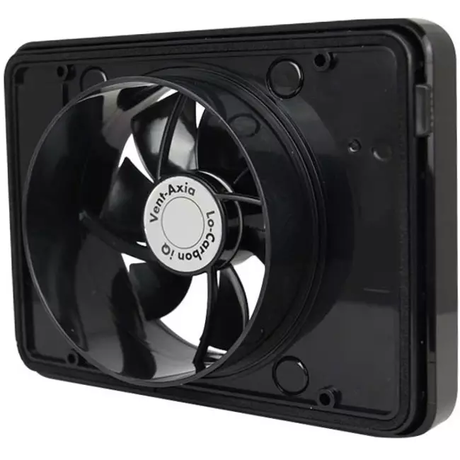 Vent-Axia Lo-Carbon iQ platte design badrumsfläkt SVART Ø 100 - 125 mm