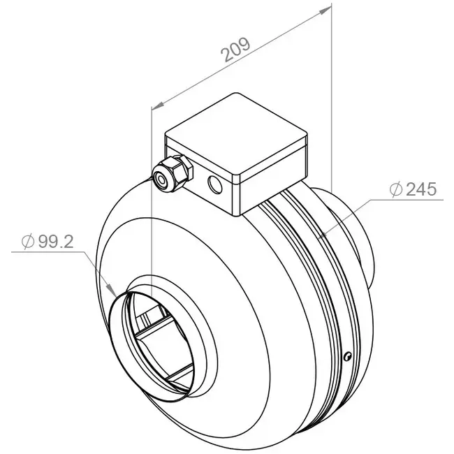 Rörfläkt 100 mm centrifugal - RS 100L 20