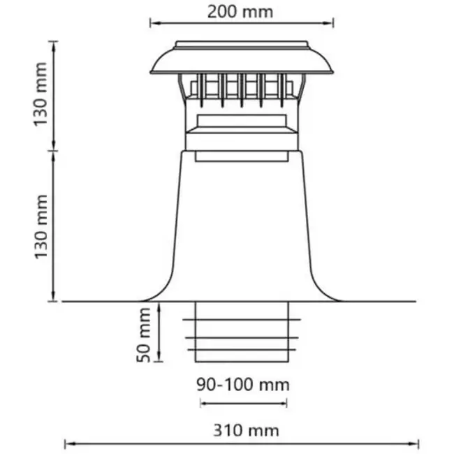 Plattak ventilation, dubbelväggig med plastlock Ø 90-100 mm